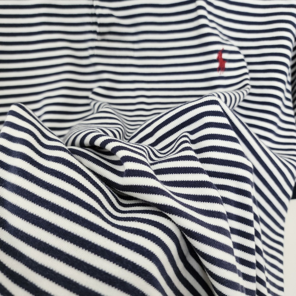 Polo Ralph Lauren Mens XL Navy Blue White Striped Short Sleeve Polo Shirt Cotton - Picture 6 of 6
